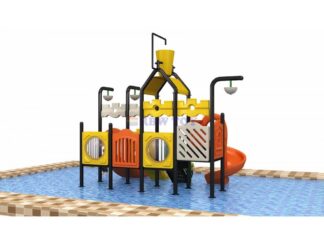 Outdoor Water Playground with 4 Slides – Ideal for Active Kids | Size: 440x320x400 cm