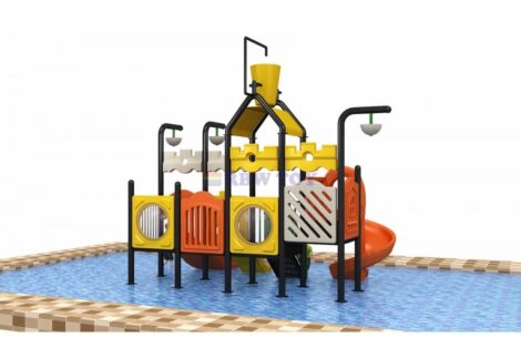 Outdoor Water Playground with 4 Slides – Ideal for Active Kids | Size: 440x320x400 cm