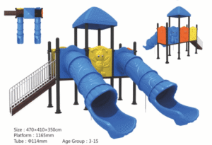 Outdoor Water Playground with 2 Slides – Perfect for Toddlers and Kids | Size: 470x410x350 cm