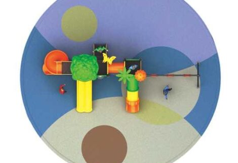 Outdoor Heavy Duty Playground Set for Kids – 4 Slides & 3 Swings – Size: 1000x470x400 cm