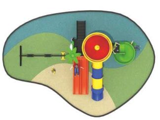 Outdoor Heavy Duty Playground Set for Kids – 4 Slides & 3 Swings – Size: 770x550x450 cm