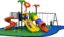 OUTDOOR HEAVY DUTY PLAYGROUND SET FOR KIDS, 4 SLIDES AND 3 SWINGS. SIZE; 800X550X350CM