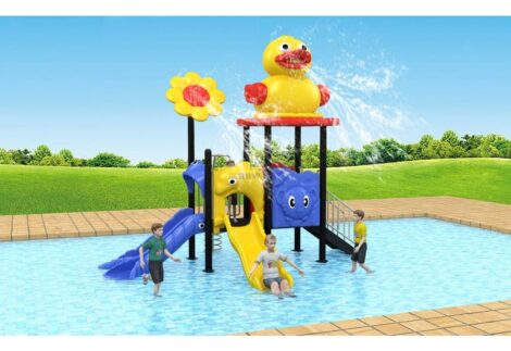 Spacious Outdoor Water Playground Featuring 2 Slides for Kids | Size: 500x300x380 cm