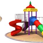 Heavy duty playground with 3 swing and 2 slide  size; 620x555x405cm