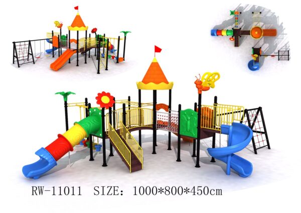 Big heavy duty out door playground with swing  slide and climping, monkey bar net size;1000x800x450cm