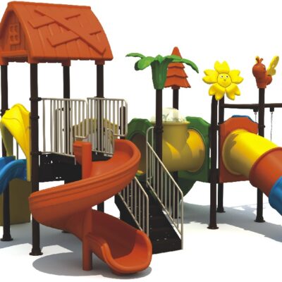 Heavy duty playground with 3swing and 4slide set   size ; 970x530x390cm