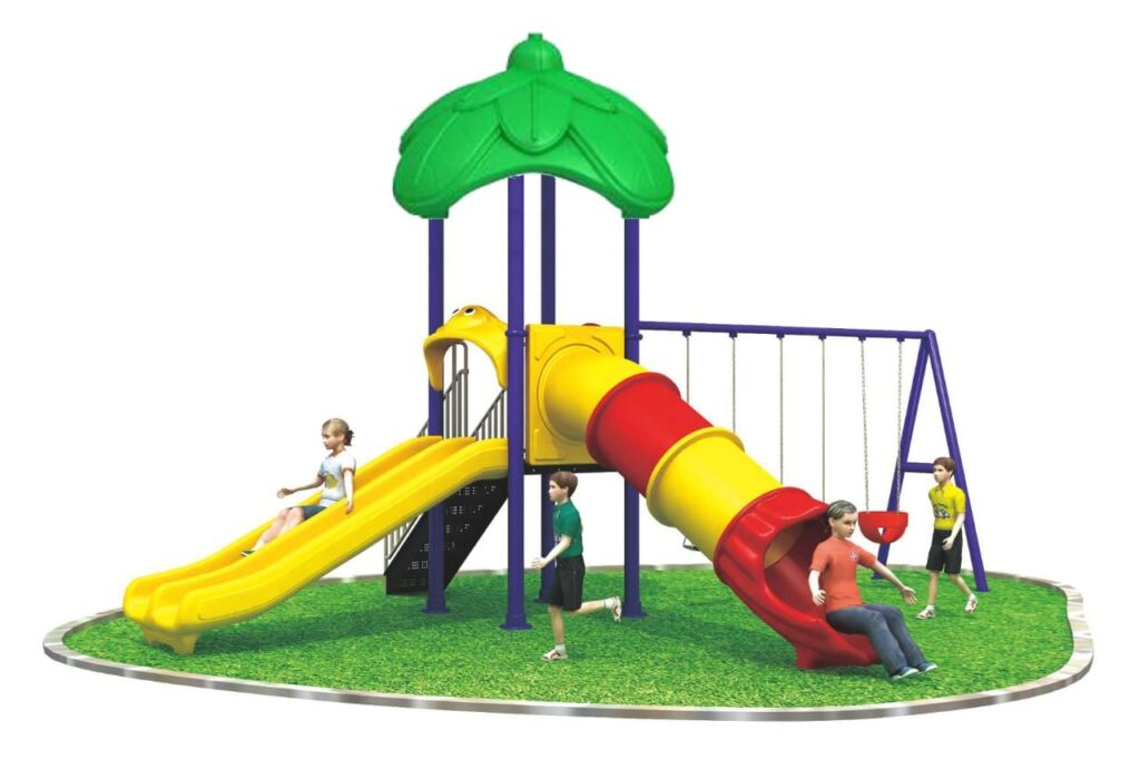 Outdoor Heavy Duty Playground Set for Kids – 3 Slides & 3 Swings – Size: 680x550x400 cm