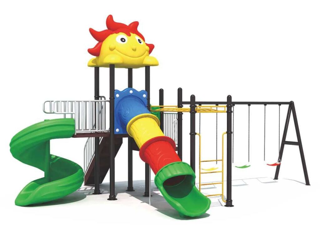 Outdoor Playground Toy – 2 Slides, 3 Swings & Monkey Bar – Active Kids Set – Size 610x490x330 cm