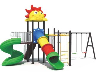 Outdoor Playground Toy – 2 Slides, 3 Swings & Monkey Bar – Active Kids Set – Size 610x490x330 cm
