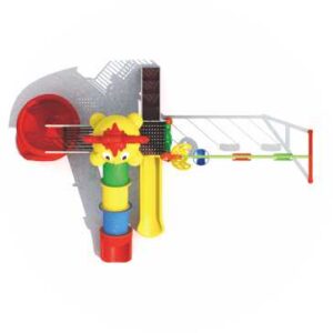 OUTDOOR PLAYGROUND TOY FOR KIDS WITH 3 SWINGS AND 3 SLIDES, SIZE; 630X480X340CM