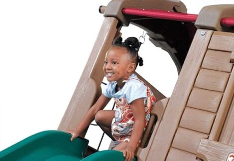 Indoor & Outdoor Playground for Kids with Slide, Stair, and Two Swings | Size: 460x300x218 cm