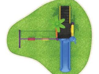Outdoor Playground Set – 2 Swings & Single Slide – Compact Backyard Playset – Size 310x360x300 cm