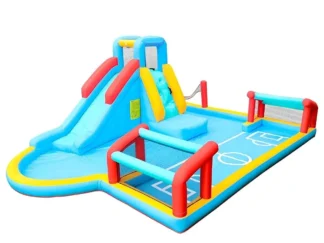 Inflatable Play Center with Water Slide - Kiddie Pool for Garden- Size: 530×390×210 cm