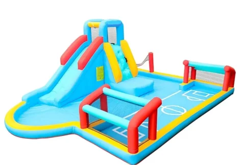 Inflatable Play Center with Water Slide - Kiddie Pool for Garden- Size: 530×390×210 cm