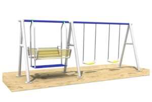 OUTDOOR PLAYGROUND METAL WITH 2 SWING AND FAMILY SWING SIZE ;H: 250CM