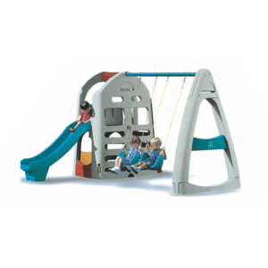 INDOOR OUTDOOR PLASTIC PLAYSET WITH HOUSE & SLIDE AND TWO SWINGS FOR KIDS ACTIVITY. SIZE: 280X270X195CM.
