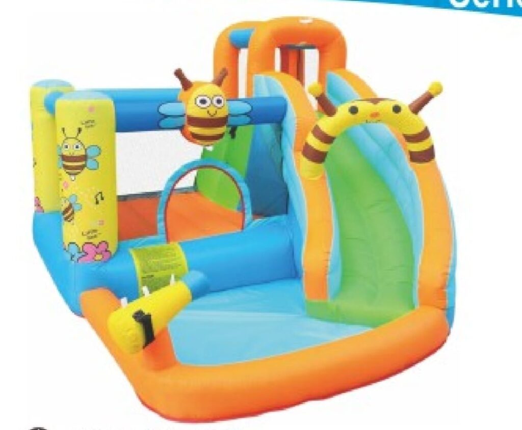 Inflatable Play Center with Water Slide - Kiddie Pool for Garden - Size: 355×300×205 cm