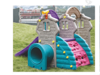 Outdoor Plastic Swing & Slide Set with Climber – Size: 238x200x160 cm