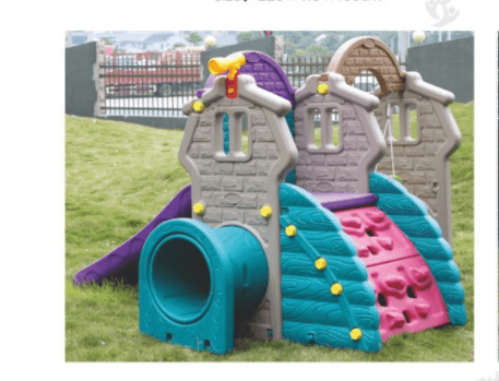 Outdoor Plastic Swing & Slide Set with Climber – Size: 238x200x160 cm