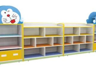 Doraemon Design Children Wooden Shelves cabinet Multi Colors in Storage & Organization Size: 360x30x120cm.  size ; 366x30x130cm