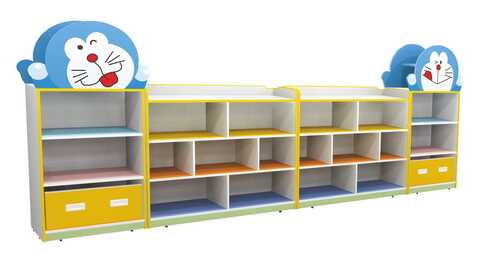 Doraemon Design Children Wooden Shelves cabinet Multi Colors in Storage & Organization Size: 360x30x120cm. size ; 366x30x130cm