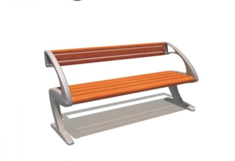 Wooden outdoor park bench with wood plastic composite slats and a durable metal frame. Size; L120/150cm