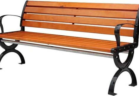 Garden Bench Wooden Seater Outdoor Furniture Seating Wood Slats Iron Legs Park Patio Seat with handel. Size;150x60x78 CM