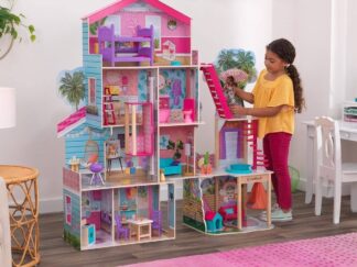 Big Wooden Dollhouse with Balcony & Elevator - 145×42×150 cm