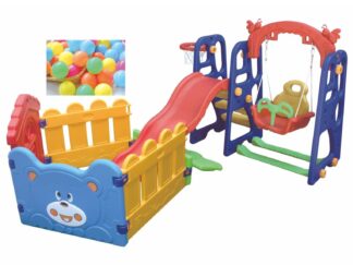 Indoor Ball Pool Playset with Slide, Swing & Basketball Net – Size: 170x158x130 cm