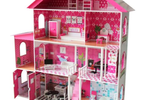 Big Wooden Dollhouse with Balcony & Stairs - 130×35×136 cm