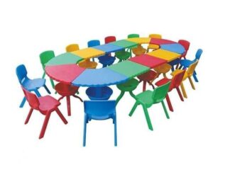 Indoor Colored Nursery School Furniture Plastic Tables. size; 300x42x50cm