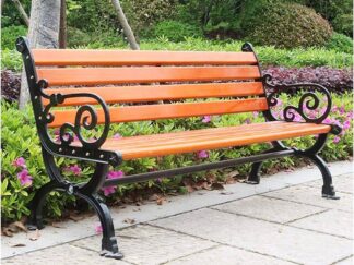 Outdoor garden bench terrace benches, Weatherproof and anticorrosive solid wood slat gap bench, Reinforced metal bench for adults and children with 2-3 seats, Easy to assemble. Size; 150x61x76 cm