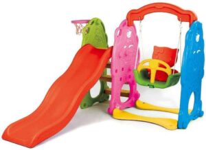 INDOOR PLASTIC TOY WITH SMALL SLIDE AND SWING SIZE; 185X162.5X125CM