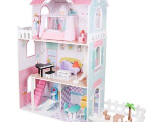 Big Wooden Dollhouse with Balcony & Stairs - 110×33×120 cm