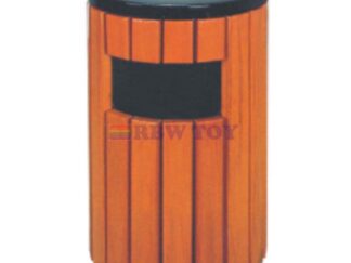 Outdoor Wooden Dustbin, Wooden Round Wast Bin With Ashtray, Outdoor Trash Cans Bin. Size; 40x40x80cm