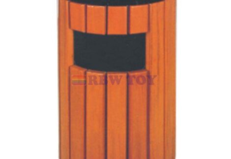 Outdoor Wooden Dustbin, Wooden Round Wast Bin With Ashtray, Outdoor Trash Cans Bin. Size; 40x40x80cm