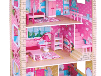 Big Wooden Dollhouse with Balcony & Stairs - 77×35×118 cm