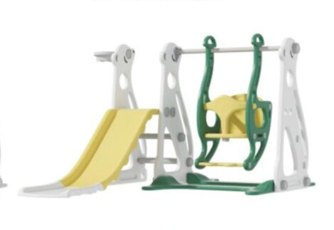Indoor Slide & Swing Set with Basketball Hoop – Size: 152x115x88 cm