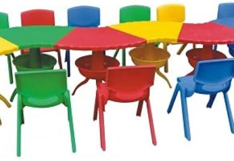 Indoor Colored Nursery School Furniture Plastic Tables - size;126x49x50cm