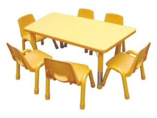 Kindergarten Kids Eating Desk Children's wooden rectangle Table. size ; 120x60x37-62cm