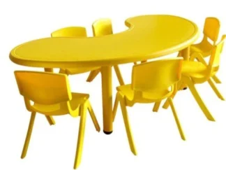 Kindergarten Kids Eating Desk, Moon shape Table-  size; 165x87x54-cm