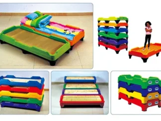 kids plastic beds preschool nursery stackable sleeping beds single kids bed.