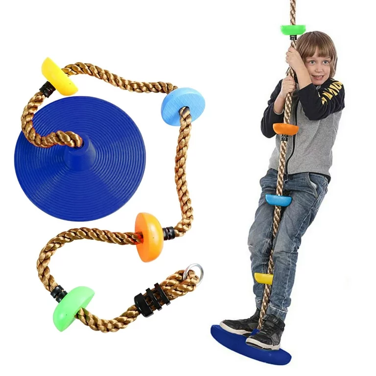Red Disc Swing Seat with Rope Knots – Indoor/Outdoor Playground Accessory – 30×30×100 cm