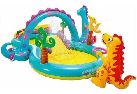 Inflatable Play Center with Water Slide - Kiddie Pool for Garden & Backyard (Ages 2+) - Size: 3.02×2.29×1.12 m
