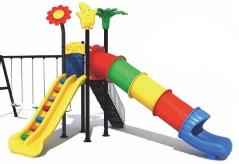 Outdoor Playground Toy – 3 Swings, 2 Slides & Climbing Set – Play Zone – Size 735x405x270 cm
