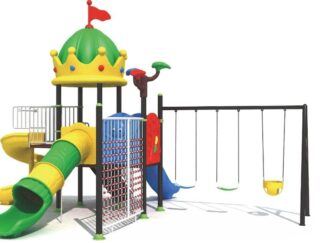 Outdoor Heavy Duty Playground Set for Kids – 3 Slides, 3 Swings & Climbing Net – Size: 680x550x400 cm