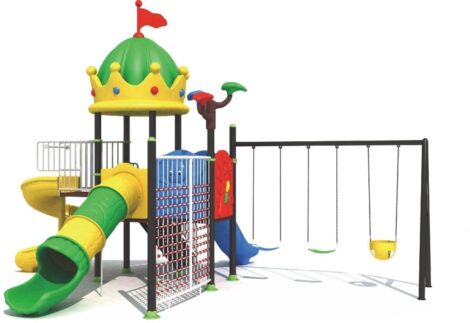 Outdoor Heavy Duty Playground Set for Kids – 3 Slides, 3 Swings & Climbing Net – Size: 680x550x400 cm