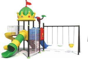 OUTDOOR HEAVY DUTY PLAYGROUND SET FOR KIDS, 3 SLIDES, 3 SWINGS AND CLIMPING NET. SIZE.; 680X550X400CM
