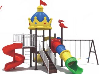 Big Outdoor Heavy Duty Playground Set for Kids – 4 Slides, 3 Swings & Monkey Bar – Size: 640x590x420 cm