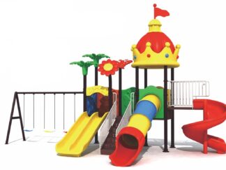 Outdoor Heavy Duty Playground Set for Kids – 4 Slides & 3 Swings – Size: 1000x480x420 cm